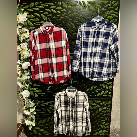 Old Navy Tops - 🔥3  Plaid Shirts (2 Small Old Navy + 1 Med SO)  for one LOW price!!!